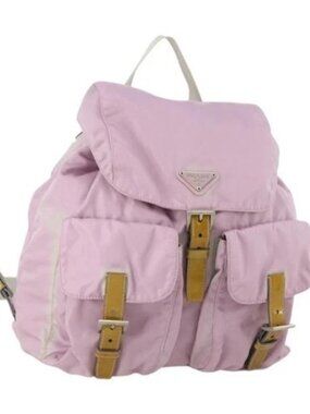 PRADA Backpack Nylon Pink Silver Auth LNZ309
